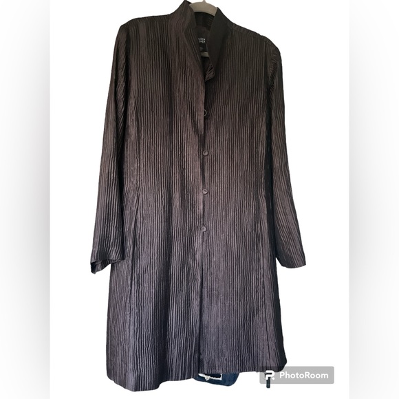 Eileen Fisher Brown Textured Silk Duster Jacket Size XL - Picture 1 of 10